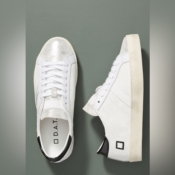 D.A.T.E. Black + White Leather Sneakers - Picture 2 of 8